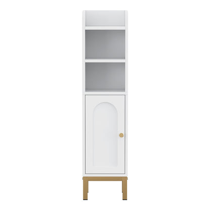 Artiss Bathroom Storage Cabinet Floor Organizer Toilet Corner Adjustable Shelf with Door White
