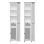 Artiss Bathroom Cabinet Storage X2 White Rattan 161cm
