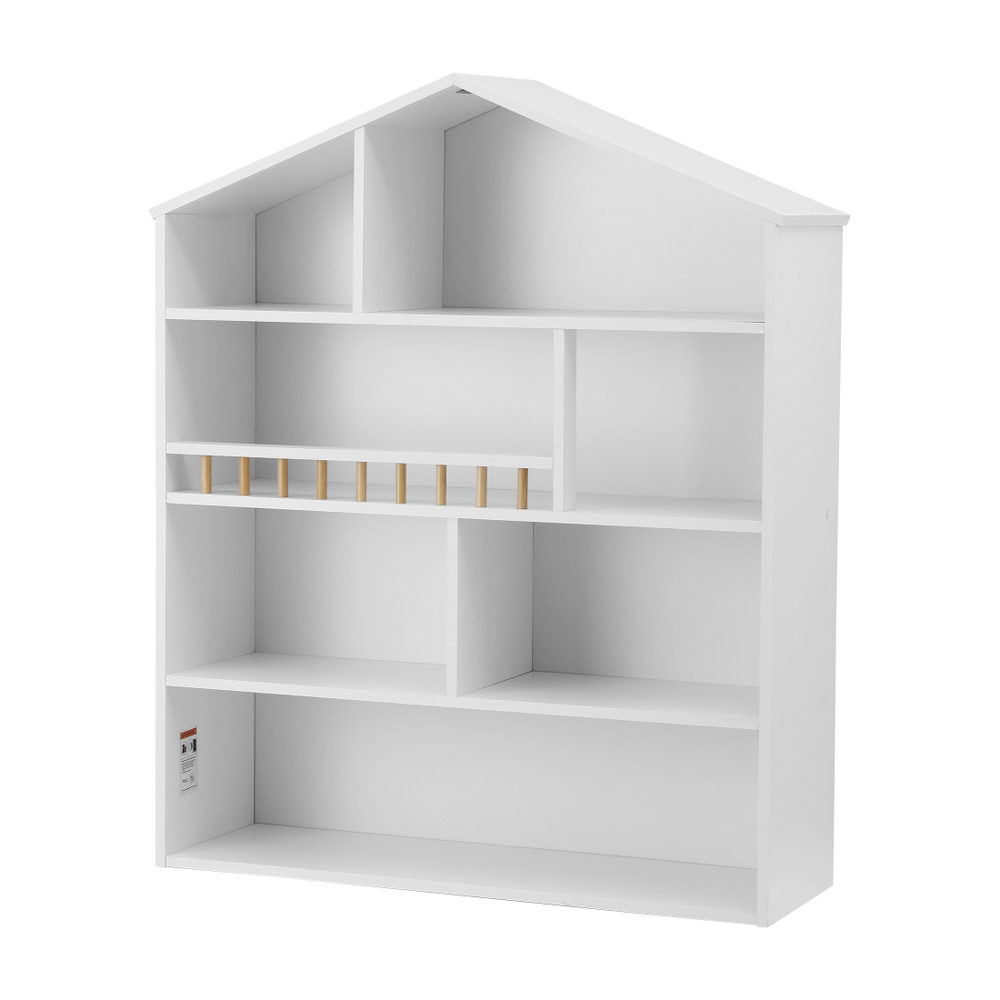 Keezi 4 Tiers Kids Bookshelf Wooden Bookcase Display Storage Organiser Cabinet White