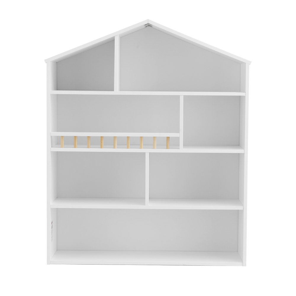 Keezi 4 Tiers Kids Bookshelf Wooden Bookcase Display Storage Organiser Cabinet White