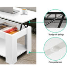 Artiss Coffee Table Lift-top Coffee Table White