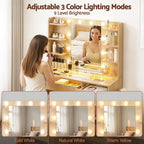 Artiss Dressing Table Vanity Desk Set 10 LED Bulbs RGB Light Wood