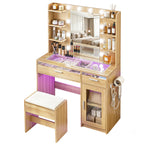 Artiss Dressing Table Vanity Desk Set 10 LED Bulbs RGB Light Wood