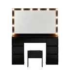 Artiss Dressing Table Vanity Desk Set Stool 12 Led Bulbs Black
