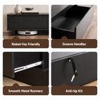 Artiss Extendable TV Unit 200CM 3 Storage Drawers Dark Walnut & Black