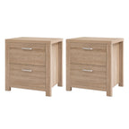 Artiss 2x Bedside Table 2 Drawers - MAXI Pine