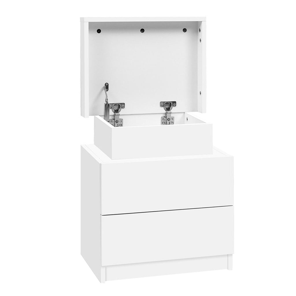 Artiss 2X Bedside Table 2 Drawers Lift-up Storage White