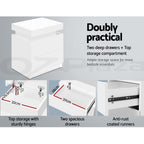 Artiss 2X Bedside Table 2 Drawers Lift-up Storage White