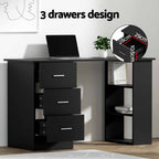 Artiss Computer Desk Drawer Shelf Cabinet Black 120CM