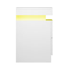 Artiss Bedside Table LED 2 Drawers Lift-up Storage - COLEY White