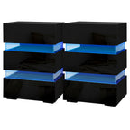 Artiss 2x Bedside Table LED 3 Drawers - LUMI Black