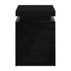 Artiss 2X Bedside Table LED 3 Drawers - COLEY Black