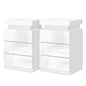 Artiss 2X Bedside Table LED 3 Drawers - COLEY White