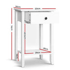 Artiss Bedside Table 1 Drawer with Shelf - BOWIE White