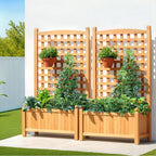 Green Fingers 2X Garden Bed Wooden 64x35x115cm Planter Raised Box Container Trellis