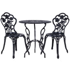 Gardeon 3PC Outdoor Setting Bistro Set Chairs Table Cast Aluminum Rose Black