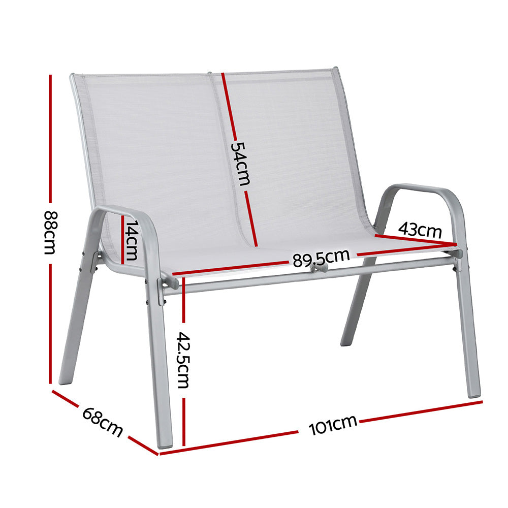 Gardeon Garden Bench Seat Steel Outdoor Patio Park Lounge Backyard Chair Grey