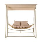 Gardeon Outdoor Swing Chair 2-Seater Rattan Seat with Canopy Beige