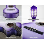 Alpha 34 Inch Classical Guitar Wooden Body Nylon String Beginner Kids Gift Purple