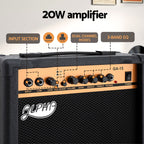 Alpha 20W Guitar Amplifier Portable Practice Amp Overdrive 3-Band EQ Black