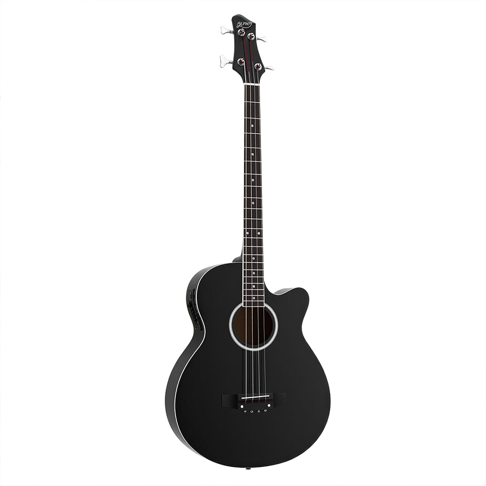 Alpha 43" Acoustic Bass Guitar Black 4-Band EQ