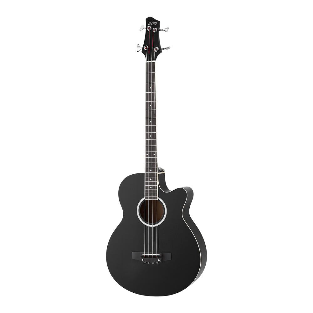 Alpha 43" Acoustic Bass Guitar Black 4-Band EQ