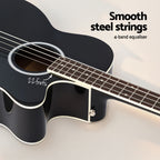 Alpha 43" Acoustic Bass Guitar Black 4-Band EQ