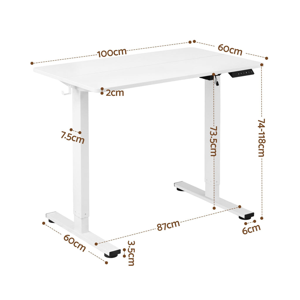 Artiss Standing Desk Electric Adjustable Ergonomic Office Table 100cm White