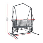 Gardeon Hammock Chair with Stand Macrame Outdoor Garden 2 Seater Grey