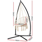 Gardeon Hammock Chair with Steel Stand Macrame Outdoor Swinging Cream