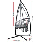 Gardeon Hammock Chair with Steel Stand Macrame Outdoor Swinging Grey