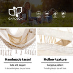Gardeon Hammock Chair with Steel Stand Hanging Outdoor Tassel Cream
