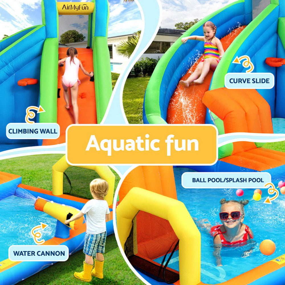 AirMyFun Kids Inflatable Pool Water Slide Cannon Splash Park Castle Outdoor Toys 427X374CM