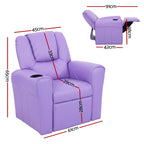 Keezi Kids Recliner Chair PU Leather Sofa Lounge Couch Children Armchair Purple