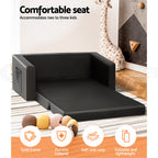 Keezi Kids Sofa 2 Seater Children Flip Open Couch PU Leather Armchair Black