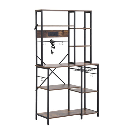 Artiss Kitchen Rack with Power Outlets Hooks 96CMX170CM Microwave Storage Shelf