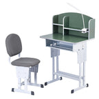 Keezi Kids Study Desk Chair Set Adjustable Ergonomic Table LED Lamp Green