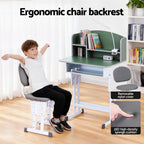 Keezi Kids Study Desk Chair Set Adjustable Ergonomic Table LED Lamp Green