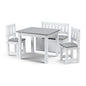 Keezi 2 in 1 Kids Table and Chair Set, Activity Table with Storage Bench and 2 Chairs for Reading, Drawing, Writing, Snack Time & Arts Crafts, 4 PCS Toddler Table and Chair Set, Grey