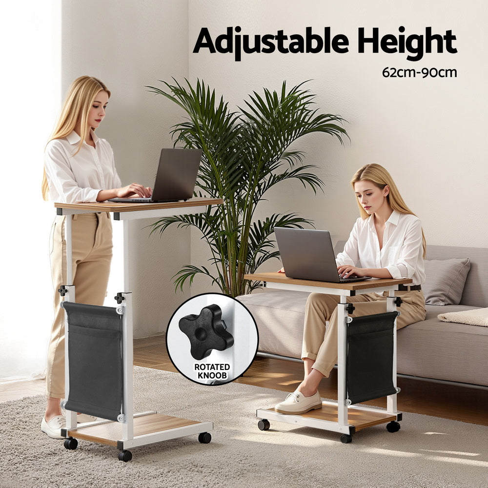 Artiss Laptop Desk Height Adjustable Mobile Workstation Computer Desks 48CM Oak