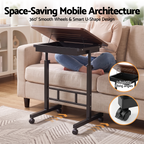 Artiss Adjustable Laptop Desk Mobile Bedside Table Hidden Storage Walnut