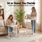 Artiss Adjustable Laptop Desk Mobile Bedside Table Hidden Storage Wood