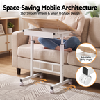 Artiss Adjustable Laptop Desk Mobile Bedside Table Hidden Storage Wood