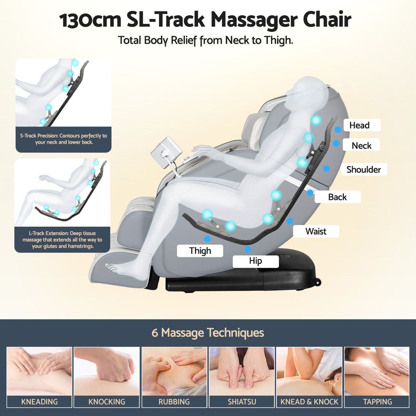 Livemor 4D Massage Chair Recliner - Full Body SL-Track Zero Gravity with AI Body Scan, Deep Tissue Electric Massager with Heat, 12 Auto Programs, LCD Touchscreen & Bluetooth, Grey