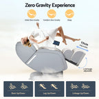 Livemor 4D Massage Chair Recliner - Full Body SL-Track Zero Gravity with AI Body Scan, Deep Tissue Electric Massager with Heat, 12 Auto Programs, LCD Touchscreen & Bluetooth, Grey