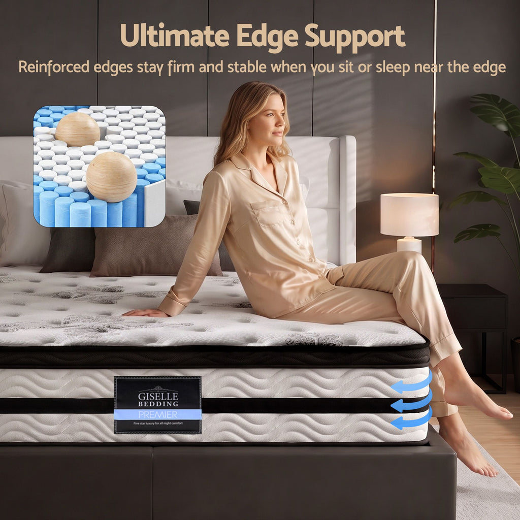 Giselle Bedding 34cm Mattress Euro Top Pocket Spring King