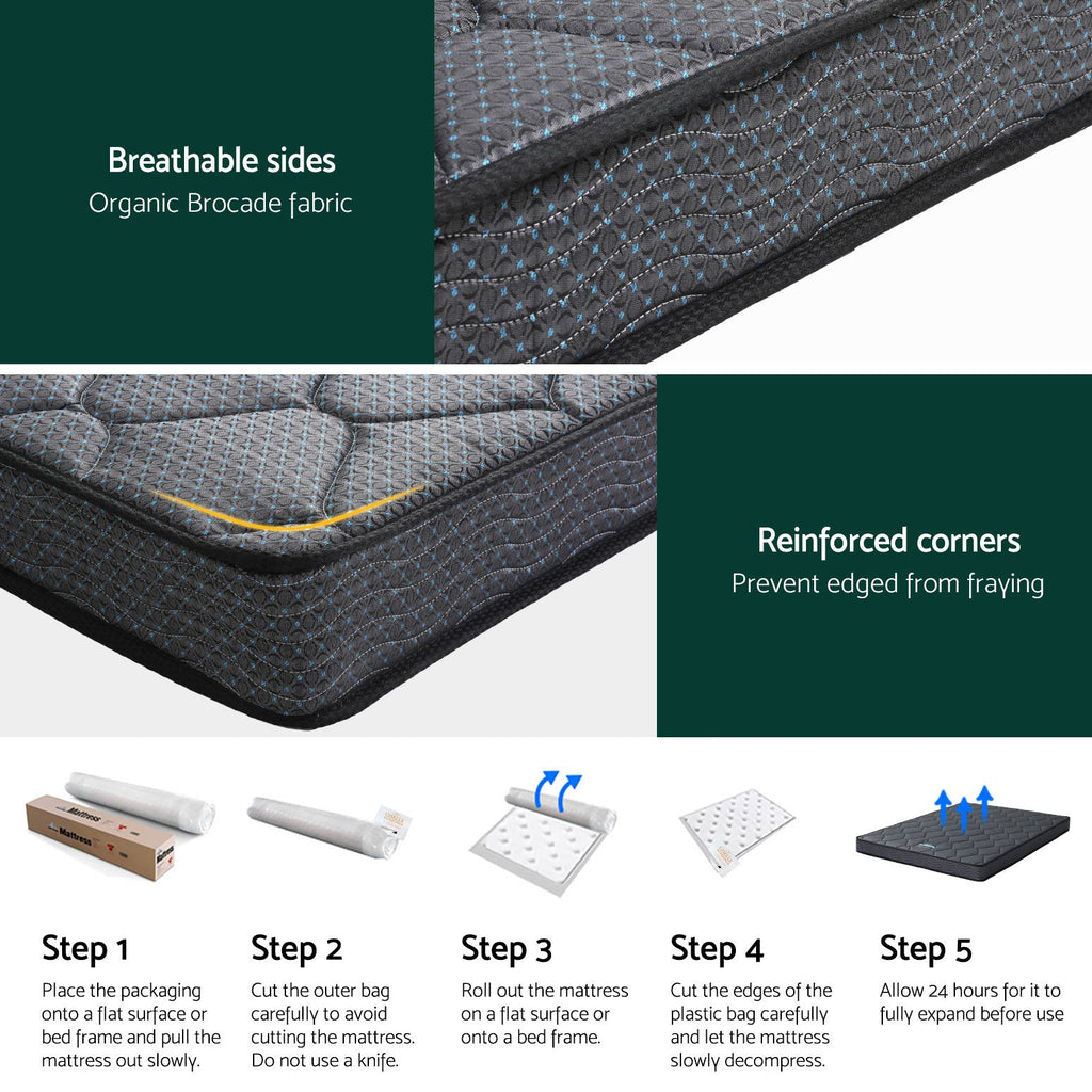 Giselle Bedding Queen Mattress 16cm Bonnell Spring Medium Firm Tight Top