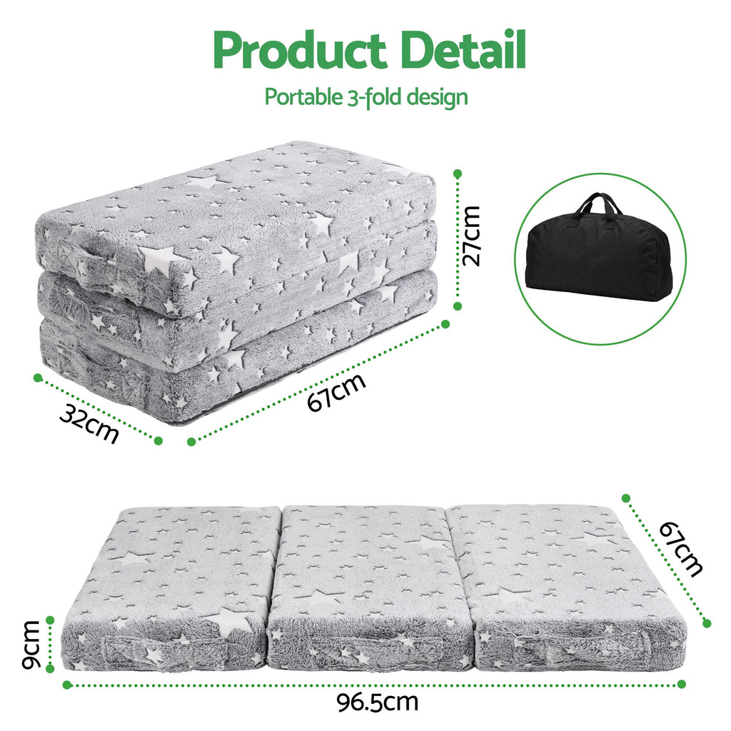 Giselle Bedding Foldable Cot Mattress for Travel Cot, Glow-in-Dark Cover