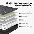Giselle Bedding Double Mattress 25cm Pocket Spring Latex Euro Top Medium Firm Bed