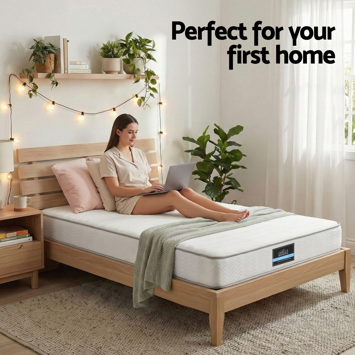 Giselle King Single Mattress 20cm with Reinforced Edge Support Egg-Crate Foam